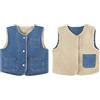 ANIMQUE Neonato Bambino Doppia Faccia Gilet Ispessito Denim Inverno Smanicato Giacca Ragazzi Ragazze Caldo Bottone Cappotto con Tasche