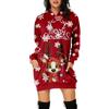 Nuqqichongtian Abito Felpa Donna,Vestiti Natale di Donna Felpa con Stampa Renna Abito Casual da per Autunno E Inverno Autunno Tasca Maniche Lunghe Felpa Cappuccio alla Maglione Natale Sweatshirt Vino M