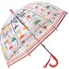 Meichoon Ombrello per bambini trasparente design orso cartone animato 70 cm/27,5 '' cupola apertura automatica manico comodo per ragazze e ragazzi, rosso, S