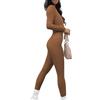 ORANDESIGNE Yoga Tute Donna Maglia a Coste Colletto Quadrato Sottile Sexy Tuta Elastica Manica Lunga Sport Allenamento Figura Aderente Tuta Intera