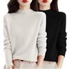 Generico Maglieria Donna Maglione Cotone Donna Maglia Maglione Girocollo Morbido E Confortevole in Tinta Unita da Autunno E Inverno 2 Pezzi Maglie Sottogiacca Lupetto Nero