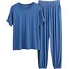 Uwdiohq Set da Donna Taglie Forti, alla, Tinta Unita, Maniche Corte, Maglietta, Top E Pantaloni della Tuta. Vestitino Erotico Pigiama Cotone Leggero Lungo Pigiami di Italiano Caldo Curvy Parto