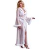 comeondear Kimono Donna Lungo Vestaglia con Piume Taglie Forti Accappatoio Tulle Mesh Lingerie Abito Maniche Lunghe Vestido con Cintura Camicia da NOTT Biancheria Intima Hot Sleepwear
