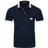 KUNJLELP Polo da Uomo con Tasca T Shirt Manica Corta M-3XL Chic Colletto a Quadri Maglietta Uniformi,B-Blu 2,M,B-Blu 2,M