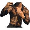 Panegy Uomo Camicia a Maniche Lunghe Maglia a Rete Trasparente Muscolo Camicie Party Sexy Clubwear Produttore XXL/EU Taglia XL-Nero 1