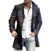 shownicer Cappotto da Uomo Elegante Giacche di Media Lunghezza Slim Fit Caldo Trench Coat Casual Bottoni Cappotto Stampa Giacca Autunno Inverno