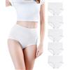 wirarpa Mutande Donna Culotte Vita Alta Slip Cotone Mutantina Elastiche Pantaloncini Post Parto Pacco da 5 Bianco Taglia XS
