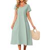 PASUDA Vestito Donna Estivo Vestiti Lungo Cotone Abito Manica Corta Scollo Rotondo Elegante Vestito da Mare Spiaggia Boho Casual Abiti Lunghi con Tasche