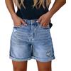 shownicer Pantaloncini Donna Jeans Shorts Vita Alta Pantaloncini in Jean Bermuda Shorts Casual Baggy Estivi Corti Jeans Denim Short con Tasche B Azzurro S