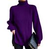 Peuignao Maglione Dolcevita Donna Pullover Maglione Collo Alto Oversize Donna Manica Lunga Maglioni Invernali Larghi Jumper Donna Women Sweater Largo Trecce Caldo Pesante Spesso Tricot da Donna Viola S