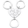 OTXIXTO Portachiavi Pezzo Puzzle a Cuore Argento/Oro/Nero Personalizzato Portachiavi Puzzle Nomi Personalizzato con Pietra di Nascita Set di Portachiavi Incisi in Acciaio Inox per Coppie Sorelle Amici
