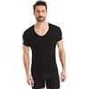 FINN Maglia Intima Funzionale per Uomo con Scollo a V - T-Shirt Anti-Sudore con Inserti Contro Le Macchie di Sudore - Canottiera a Maniche Corte in Tessuto Originale Lenzing® Modal Nero M