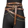 HiiFeuer Cintura medievale a catena in finta pelle fai da te, cintura sottile regolabile vintage per donne, cintura retrò per abiti (Marrone A)