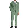 Stillluxury Set da uomo in lino a 3 pezzi: blazer, gilet, pantaloni, monopetto, smoking formale per affari e matrimoni, Verde salvia, L
