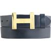 BELTINGER Cintura firmata HENRY in pelle bovina pieno fiore 4 cm | Cintura elegante per uomo e donna 40mm | Oro lucido | Navy 80cm