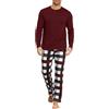 KUYIGO Pigiama da Uomo Set da 2 Pezzi Abbigliamento da Notte Traspirante Set Lounge Pigiama Comodo con Elastico in Vita, Rosso Vino L