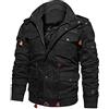 YAOTT Parka da uomo foderato in felpa calda giacca a vento Giacche Militari Softshell Fodera in Pile da Esterno Giacca Antivento Giubbotto da Lavoro Classico iacca Trekking Montagna Nero L