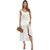 OCUH Abito in pizzo nero, maxi abiti sexy, per uscire con gonna a spacco alto, aderente per vacanze e feste