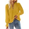 TUUHAW Camicia Donna Manica Lunga Taglia Forte Top Pizzo Elegante Giallo 2XL