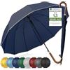 ADRIANO PORCARO Ombrello Resistente al Vento 120cm Ø I Grande XXL con Bordatura Riflettente I Con 12 Stecche I Include Custodia - Per Uomo e Donna I Blu