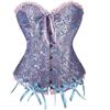 panemy Corsetto Donna, Bustier Classico con Ricamo, Top Bustier Gotico, Corsetto con Corsetto in Pizzo per Addome Piatto - Carnevale, Gioco di Ruolo, viola., L