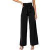 Tomwell Donna Pantaloni Estivi Casual Pantaloni Leggeri con Tasche Vita Alta Pantaloni a Gamba Dritta Eleganti Pantaloni Larghi Elastico Pants Adatto per Lavoro e Ufficio B Nero XL