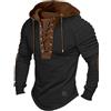 Generisch Felpa con cappuccio da uomo vintage vichinga per uomo, felpe medievali, top da combattimento outdoor, abbigliamento tradizionale, vestibilità regular, felpa con cappuccio tinta unita, comoda