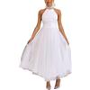 generic Abito da donna in tulle, lungo, in tulle nero, viola, maxi abito in tulle, abito da sera, abito da ballo, abito da cocktail, costume di carnevale, bianco, XL