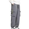 Generic Pantaloni casual da uomo in cotone per adolescenti taglia Large plus size traspiranti leggeri con vita elasticizzata pantaloni da lavoro con tasche coulisse classici cargo pantaloni sportivi corsa