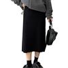 seiveini Donna Gonna Lunga Elegante a Vita Alta Gonna a Tubino in Maglia Elastica Gonne Donna Aderente Elasticizzata Gonna Donna Invernali Calde A Linea Vintage Tinta Unita D Nero XL