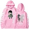 Sybnwnwm Attack on Titan Felpa con cappuccio Levi Ackerman Pullover Wings of Freedom Stampa 3D Maniche lunghe con cappuccio Felpa con cappuccio, Rosa B, M