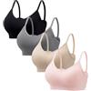 HBselect 4 Pezzi Reggiseno Senza Ferretto da Donna Reggiseno a Canotta V Collo Bralette Seamless Bralettes T-Shirt Reggiseni