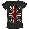 MAKAYA Maglietta Bandiera Inglese Union Jack T-Shirt Donna