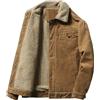 Juneyou Giacca da uomo in velluto a coste con colletto rialzato, foderato in sherpa, caldo cappotto con tasche