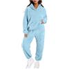 pvucpot Pigiama Donna Invernale Pigiami Due Pezzi, Pigiama Pile da Casa con Tasche Felpa Manica Lunga e Pantalone Lungo, Indumenti da Notte Sleepwear