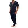 sesto senso Elegante Pigiama Uomo Bottoni 100% Cotone Set Manica Corta Pantalone Lungo M2 M Blu Scuro