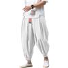 Onsoyours Pantaloni di Lino Uomo Leggeri Estivi Casual Pantaloni Giapponesi Elasticizzati per Spiaggia e Yoga con Coulisse C Bianco M