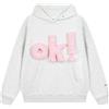 Sybnwnwm Felpe con cappuccio unisex OK Letter Ptint Puff felpa con cappuccio allentata felpa con cappuccio a maniche lunghe pullover maglione abiti Y2k, Grigio, M