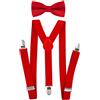 axy Bretelle per bambini, a forma di Y, larghe 2,5 cm, con papillon, 3 clip stabili, per bambini di 7-12 anni, Colore: rosso, Taglia Unica