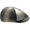 Dalababa Berretto piatto in tweed, 8 pannelli, stile vintage a quadri, Nero