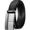 ITIEZY Cintura Uomo Nera in Pelle, Cintura a Cricchetto Senza Buchi, Regolabile con Fibbia Automatica, Larghezza 35 mm, Misura Personalizzata
