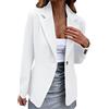 Fulidngzg Blazer Donna, Bianca con Risvolto Taglie Forti Giacca Maniche Lunghe Curvy Cerimonia Cardigan Primaverile Autunno Leggera Blazer Tinta Unita Elegante Coprispalle Cotone Regular Fit