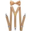Axy - Bretelle per bambini a forma di Y con papillon - 2,5 cm di larghezza - 3 clip stabili per bambini di età 7-12 anni, beige., Taglia Unica