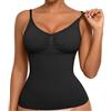 WUDEUI Canottiere a compressione per donna, gilet dimagrante modellante con reggiseno imbottito, canottiera contenitiva pancia con spalline regolabili per modellare il corpo, Nero , M