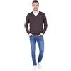 Marenza Scollo V Uomo Manica Lunga Misto Cashmere Seta Made in Italy (XXL, Marrone)