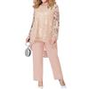 shownicer Completo Donna Elegante Tailleur in Chiffon 2 Pezzi Set Completi di Pantaloni da Cerimonia Due Pezzi Set Taglia Grande Abbigliamento per Business e Matrimoni A Rosa Chiaro 4XL