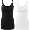 COLOMI Canottiere Premaman Allattamento Reggiseno Incorporato per Allattamento Canotta Base (Black+White/2Pack, XL)