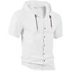 APAELEA Camicia Lino Uomo Maniche Corte Estivo Bottone Camicia Casual Sciolto Hawaii T-Shirt,Bianco,M