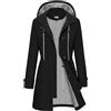 CMTOP Giacca Impermeabile Donna Cappuccio Antivento Trench Traspirante Leggero Parka, Lungo All'aperto Cappotto Per Primavera e Autunnale Ripiegabili Softshell Raincoat