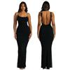 KBRPEY Vestito Elegante Donna Abito Lungo con Spalline Sottili Vestiti Eleganti da Cerimonia Cocktail Sera Formale Aderente Sirena Tubino Senza Maniche Estivo